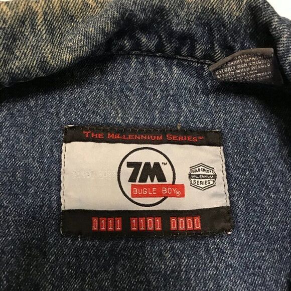 Vtg‎ Bugle Boy The Millennium Series 7M Denim Blue Jean Jacket Coat Mens Large - Picture 4 of 9